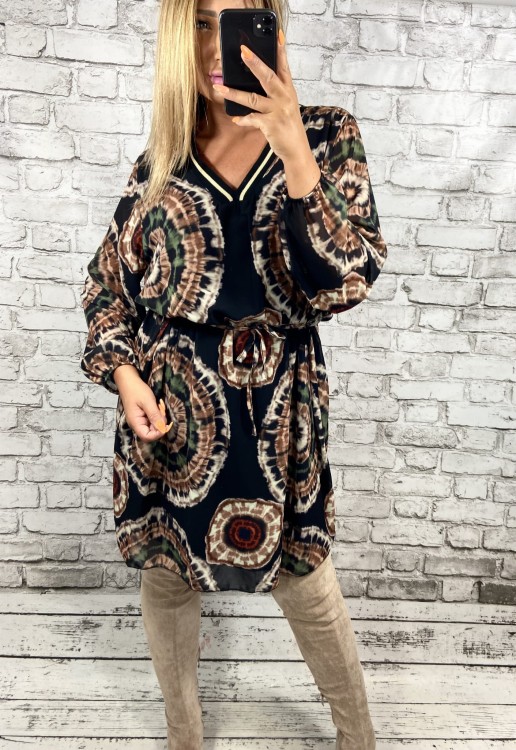 Sukienka z długim rękawem print tie dye Bunny wzór 2 – zdjęcie 2