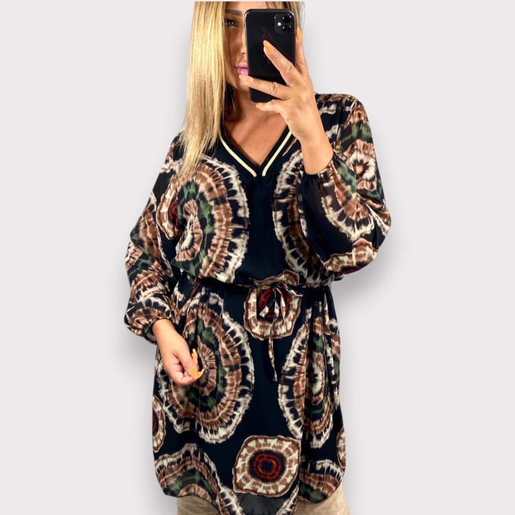 Sukienka z długim rękawem print tie dye Bunny wzór 2 – zdjęcie 1