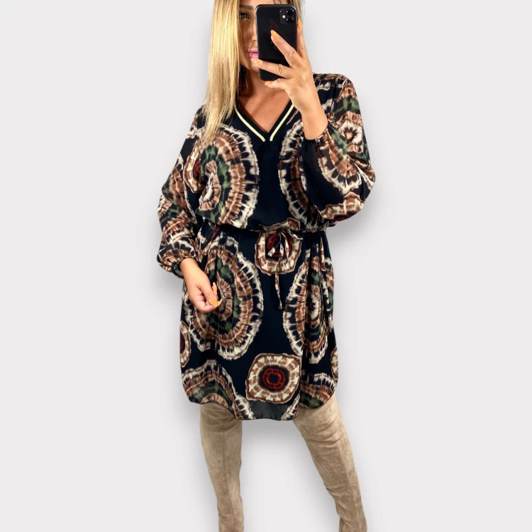 Sukienka z długim rękawem print tie dye Bunny wzór 2 – zdjęcie 3