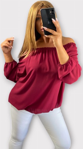 Bluzka Hiszpanka Bordowa ZYTA, Off shoulder – zdjęcie 1