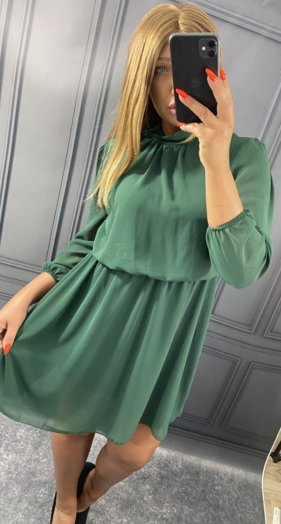 Sukienka Krótka Zielona SILVONA, Elegancka – zdjęcie 3