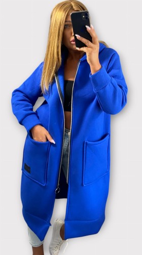 Damska Długa Bluza Chabrowa ZOLIA, Oversize, Na Zamek – zdjęcie 2