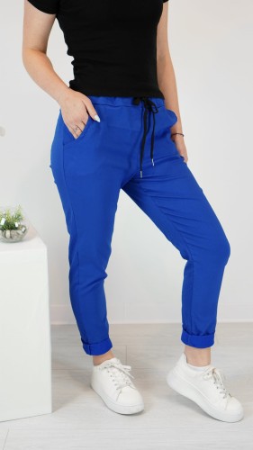 Spodnie damskie eleganckie gnieciuchy chabrowe Bunny wiskoza – zdjęcie 2