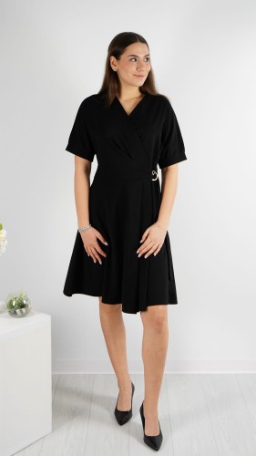 Sukienka Kopertowa Elegancka Czarna WELSONA – zdjęcie 1