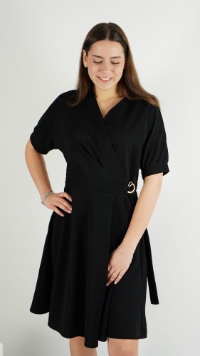 Sukienka Kopertowa Elegancka Czarna WELSONA – zdjęcie 2