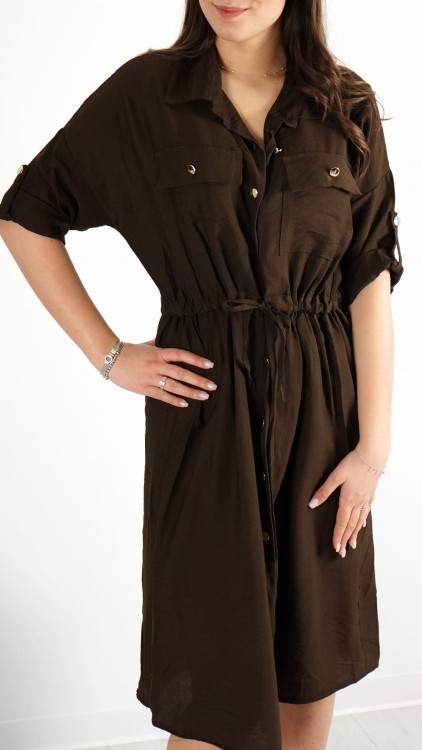 Sukienka Na Guziki Brązowa KARLONI V6.2.JPG