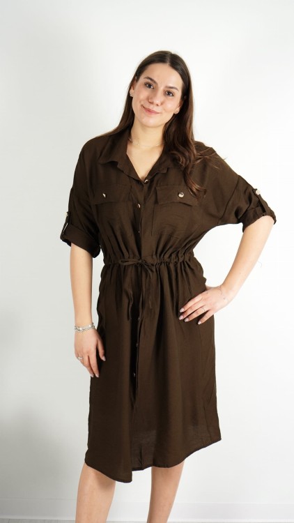 Sukienka Na Guziki Brązowa KARLONI V6.3.JPG