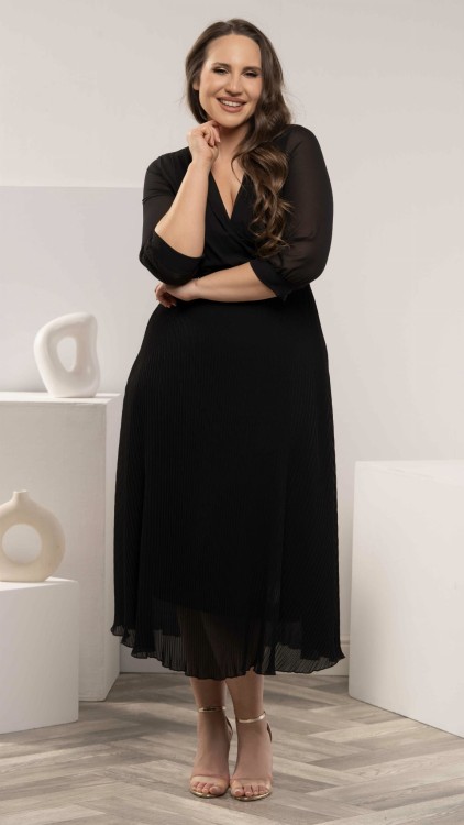 Sukienka Plisowana Kopertowa Czarna DALENA V17.2.jpg