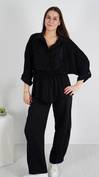 Koszula z Wiązaniem Czarna DOWINO V1.1.JPG