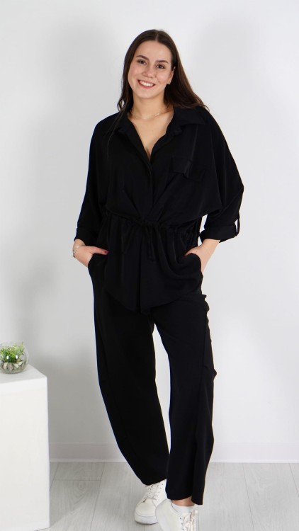 Koszula z Wiązaniem Czarna DOWINO V1.2.JPG