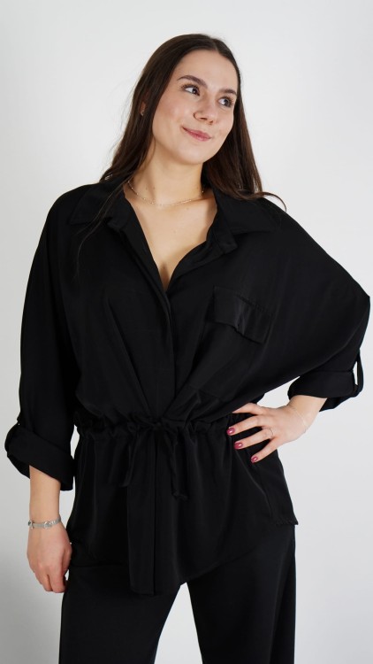 Koszula z Wiązaniem Czarna DOWINO V1.3.JPG