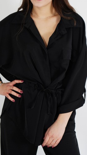 Koszula z Wiązaniem Czarna DOWINO V1.4.JPG