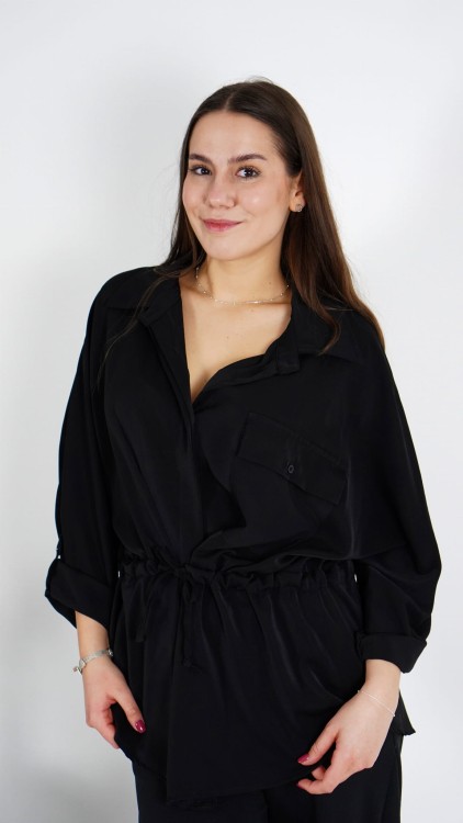 Koszula z Wiązaniem Czarna DOWINO V1.5.JPG