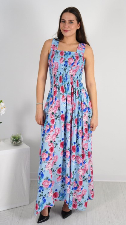 Sukienka Marszczony Dekolt Niebieska ZUSI V1.1.JPG