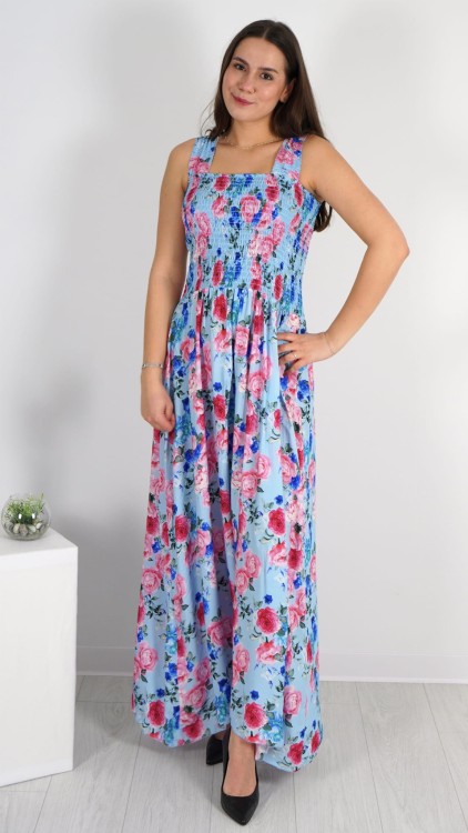 Sukienka Marszczony Dekolt Niebieska ZUSI V1.2.JPG