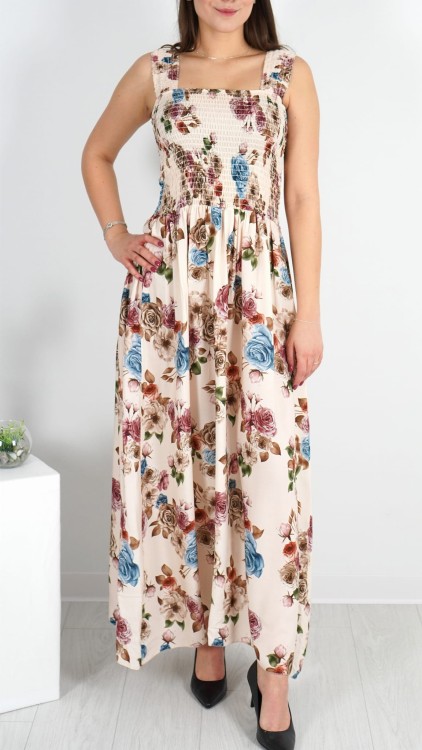 Sukienka Marszczony Dekolt Beżowa ZUSI V4.1.JPG