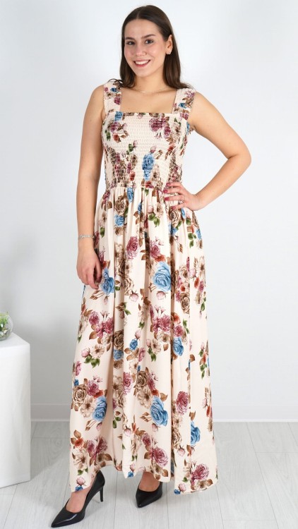 Sukienka Marszczony Dekolt Beżowa ZUSI V4.2.JPG