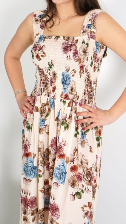 Sukienka Marszczony Dekolt Beżowa ZUSI V4.4.JPG