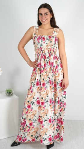 Sukienka Marszczony Dekolt Kremowa ZUSI V3.1.JPG