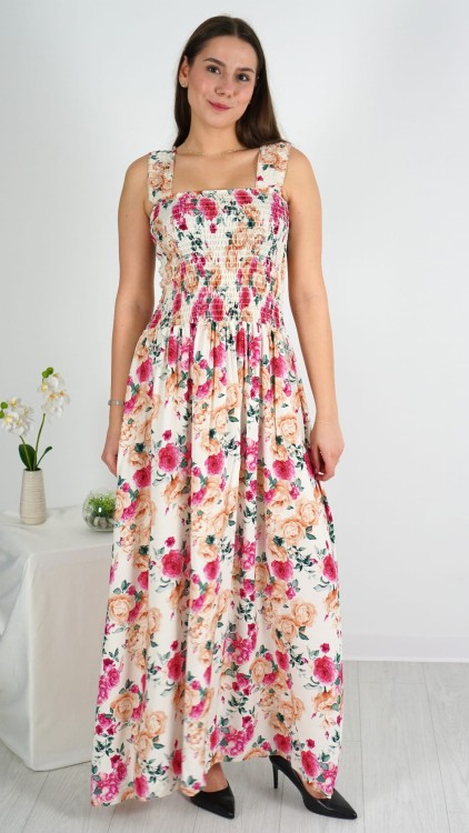 Sukienka Marszczony Dekolt Kremowa ZUSI V3.2.JPG