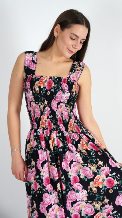 Sukienka Marszczony Dekolt Czarna ZUSI V6.3.JPG