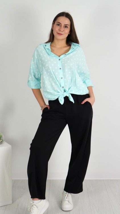 Koszula Damska Wiązana Turkusowa POLIA V1.1.JPG