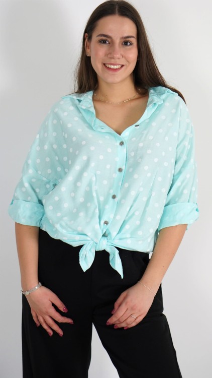 Koszula Damska Wiązana Turkusowa POLIA V1.2.JPG