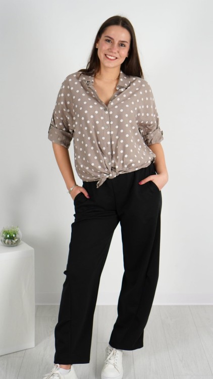 Koszula Damska Wiązana Brązowa POLIA V2.1.JPG