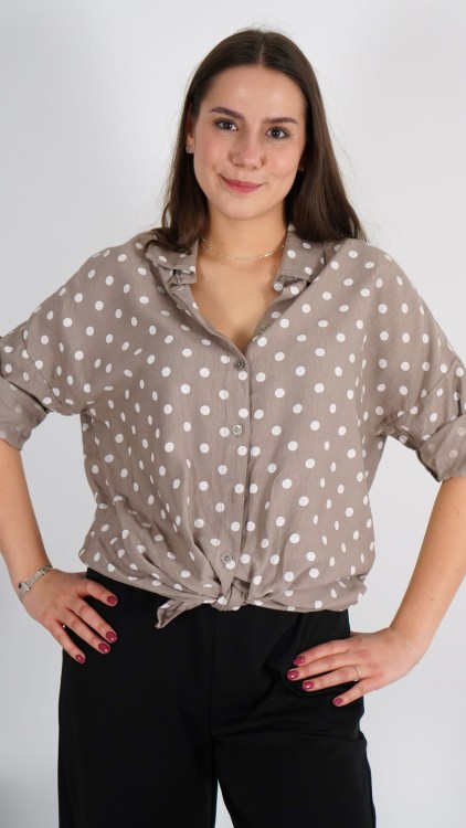 Koszula Damska Wiązana Brązowa POLIA V2.2.JPG