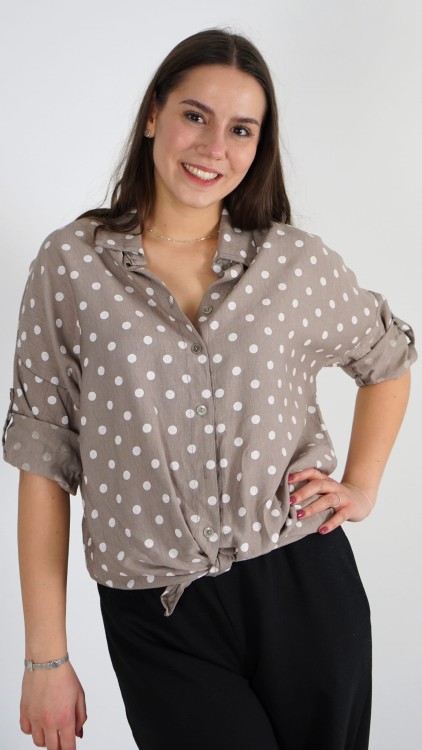 Koszula Damska Wiązana Brązowa POLIA V2.3.JPG