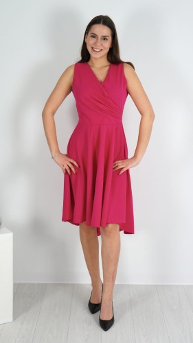 Sukienka Kopertowa Rozkloszowana Różowa ADELY V2.1.JPG