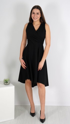 Sukienka Kopertowa Rozkloszowana Czarna ADELY V1.1.JPG