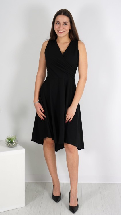 Sukienka Kopertowa Rozkloszowana Czarna ADELY V1.1.JPG