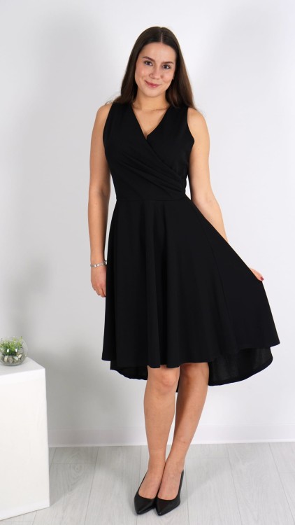 Sukienka Kopertowa Rozkloszowana Czarna ADELY V1.2.JPG