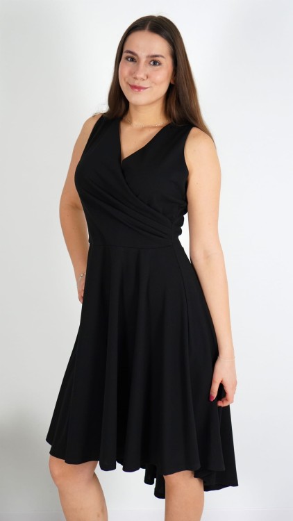 Sukienka Kopertowa Rozkloszowana Czarna ADELY V1.3.JPG