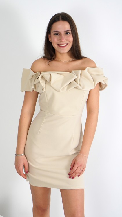 Sukienka Elegancka Hiszpanka MINI Beżowa CLODI – zdjęcie 3
