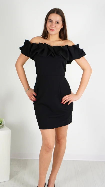Sukienka Elegancka Hiszpanka MINI Czarna CLODI – zdjęcie 2