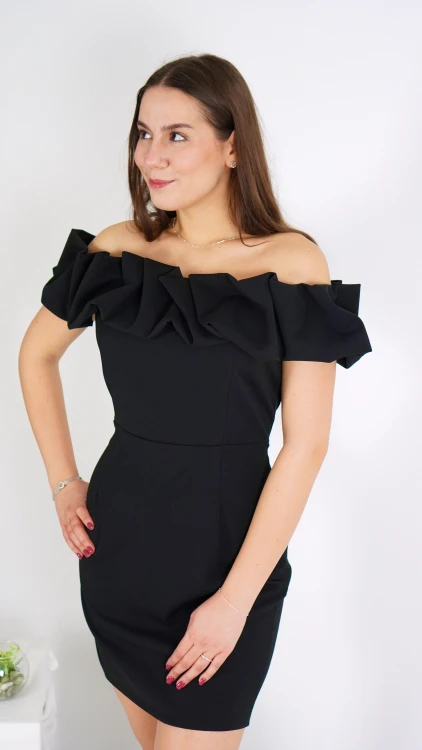 Sukienka Elegancka Hiszpanka MINI Czarna CLODI – zdjęcie 5