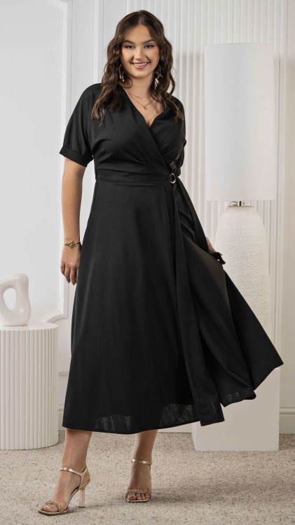 Sukienka Kopertowa Długa Czarna WILSI V1.3.jpeg