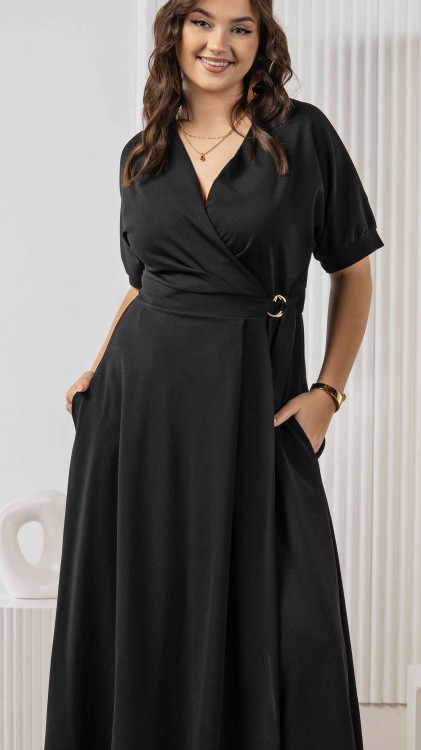 Sukienka Kopertowa Długa Czarna WILSI V1.4.jpeg