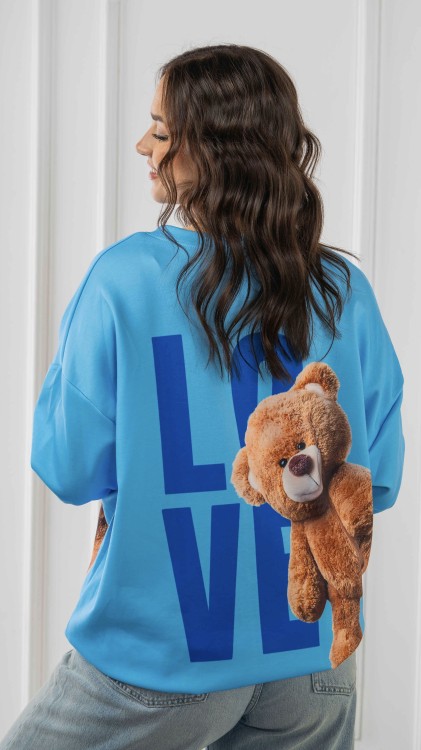 Bluza Oversize z Nadrukiem Niebieska TEDI V2.2.jpeg
