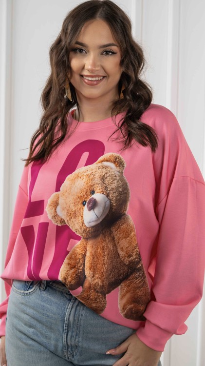 Bluza Oversize z Nadrukiem Różowa TEDI V1.1.jpeg
