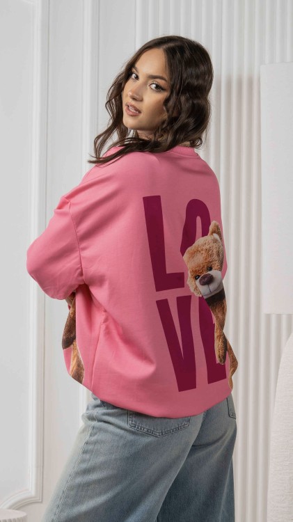 Bluza Oversize z Nadrukiem Różowa TEDI V1.3.jpeg