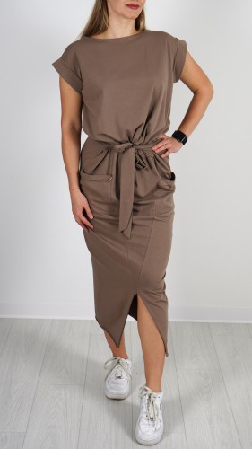 Sukienka Midi Bawełniana Brązowa PRESIO V2.1.JPG