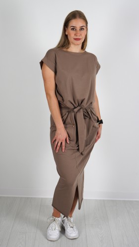 Sukienka Midi Bawełniana Brązowa PRESIO V2.3.JPG