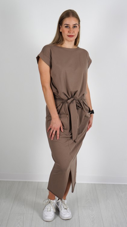 Sukienka Midi Bawełniana Brązowa PRESIO V2.3.JPG