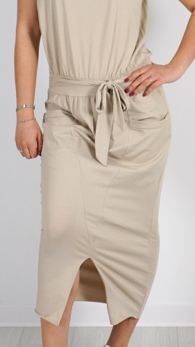 Sukienka Midi Bawełniana Beżowa PRESIO V3.1.JPG