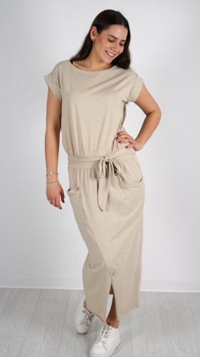 Sukienka Midi Bawełniana Beżowa PRESIO V3.3.JPG