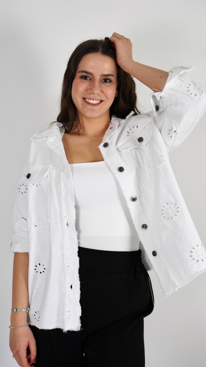 Kurtka Jeansowa Ażurkowa Biała CANRI V5.2.JPG