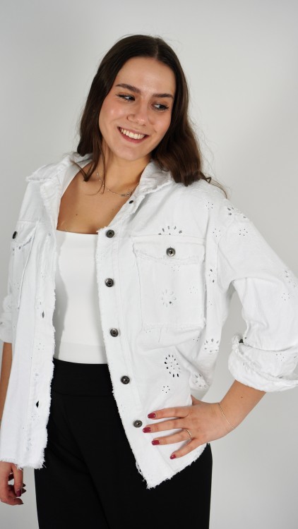 Kurtka Jeansowa Ażurkowa Biała CANRI V5.3.JPG